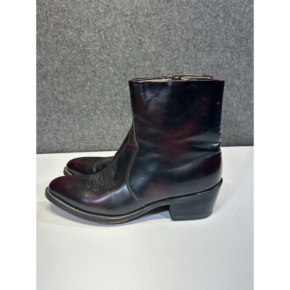 Durango DB955 Side Zipper Boots Toe Bug Black Cherry Cowboy Rodeo 7D Leather B17